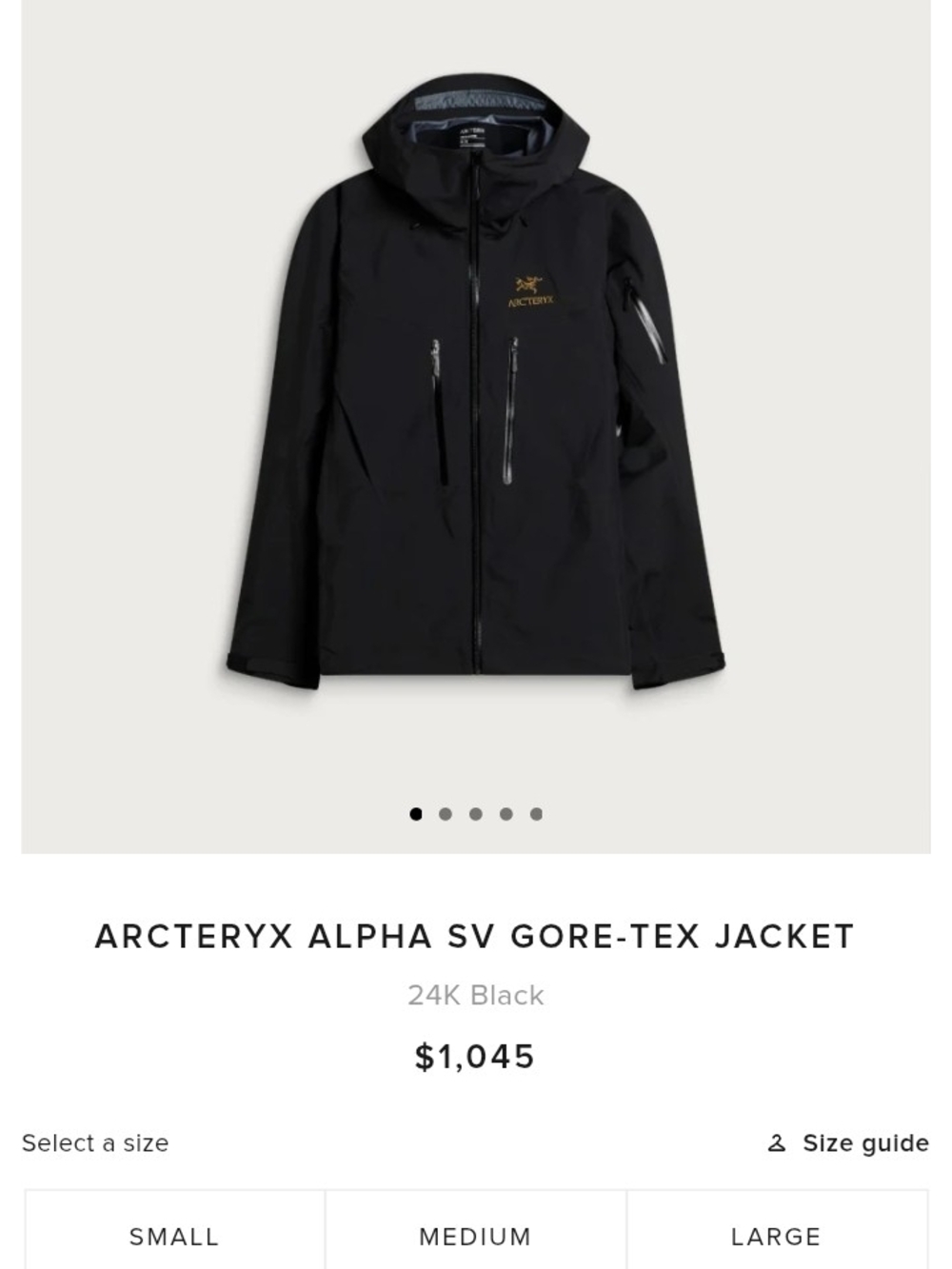 Arc'teryx Gray Ski Jacket with Gold Logo Accent